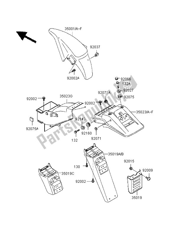 Tutte le parti per il Parabordi del Kawasaki KLE 500 1995