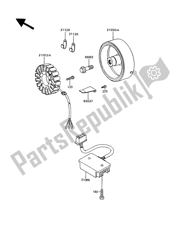 All parts for the Generator of the Kawasaki GT 550 1991