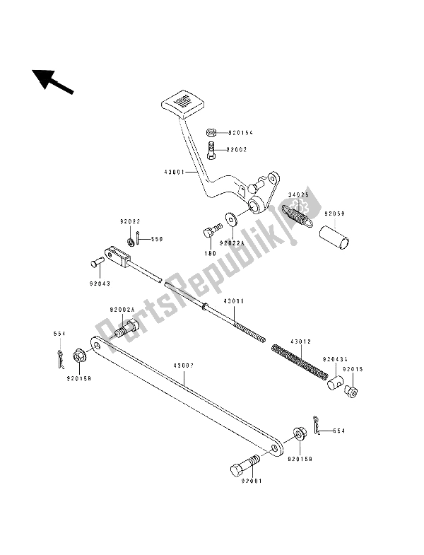 Tutte le parti per il Pedale Del Freno del Kawasaki EL 250E 1992