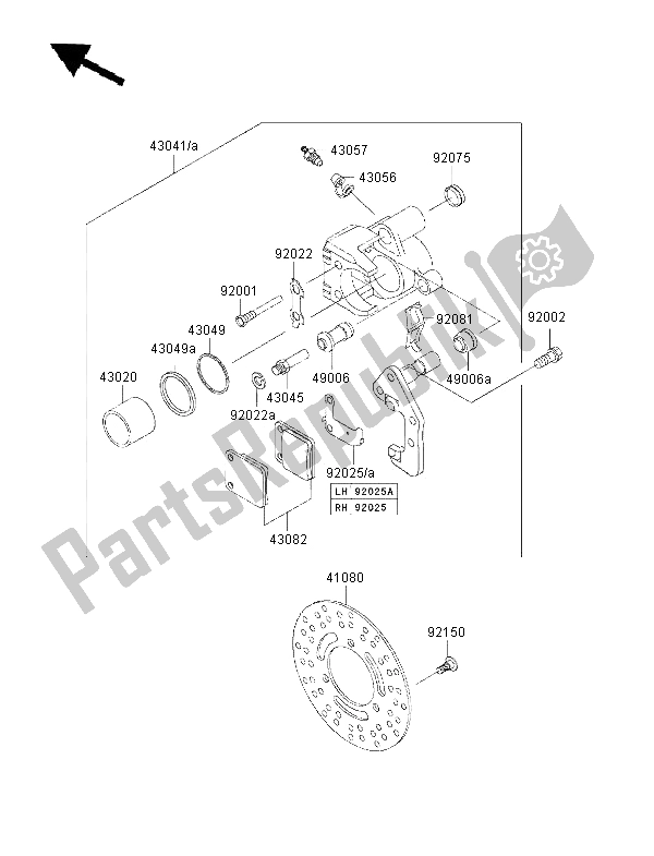 All parts for the Front Brake of the Kawasaki KVF 400 2000