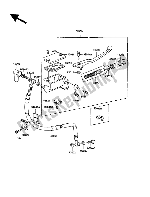 All parts for the Front Master Cylinder of the Kawasaki KLR 250 1989