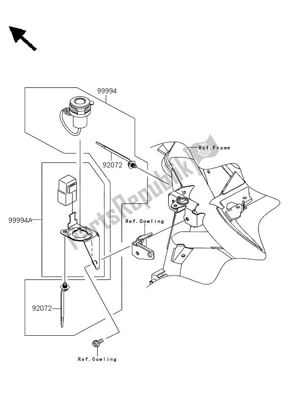 Tutte le parti per il Accessorio (presa Dc12v) del Kawasaki Versys 650 2013