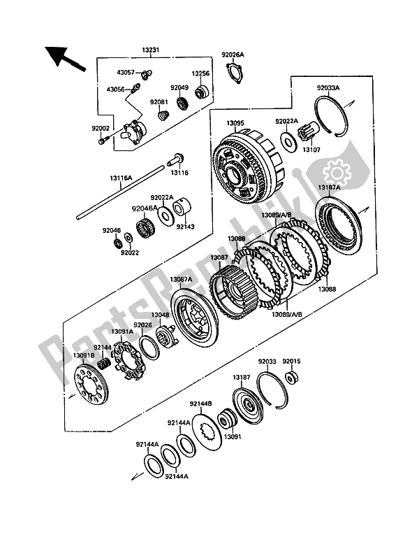 All parts for the Clutch of the Kawasaki VN 15 1500 1991