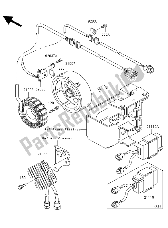 All parts for the Generator of the Kawasaki KLF 300 2002