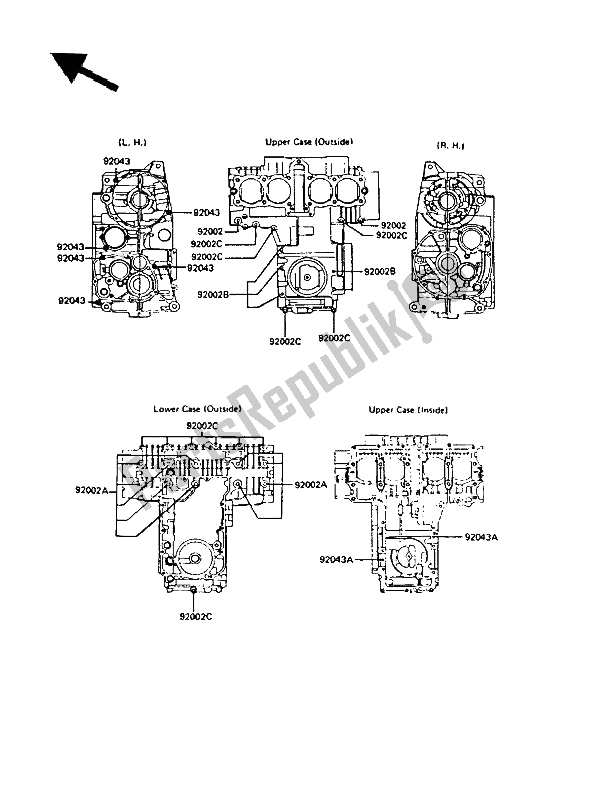 Todas las partes para Patrón De Perno Del Cárter de Kawasaki GPZ 550 1987