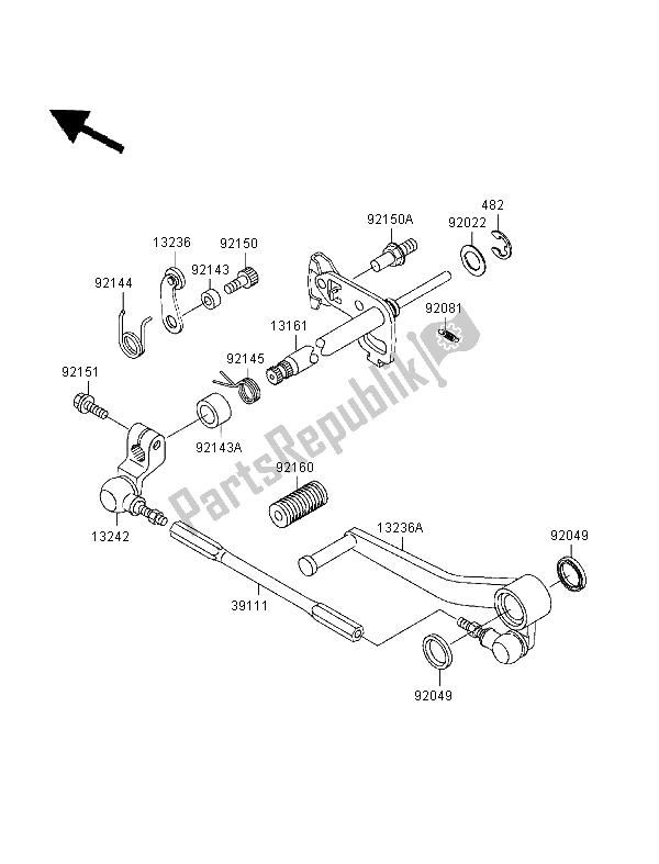 All parts for the Gear Change Mechanism of the Kawasaki Ninja ZX 9R 900 1999