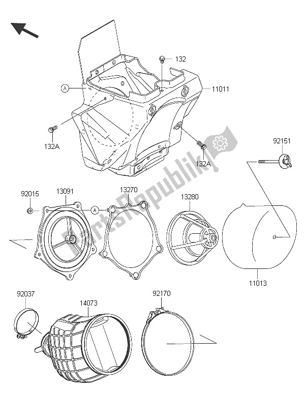 All parts for the Air Cleaner of the Kawasaki KX 85 LW 2016