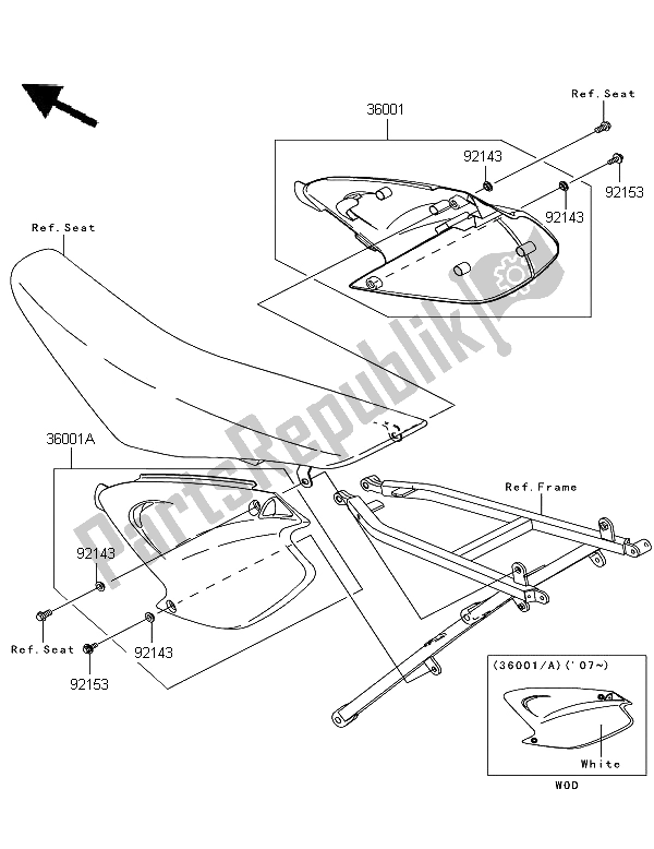 All parts for the Side Covers of the Kawasaki KX 250 2006