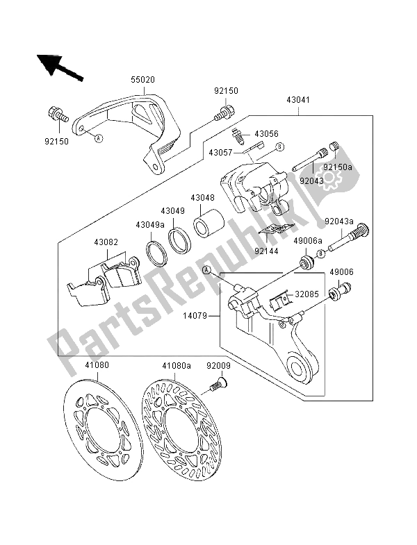 Tutte le parti per il Freno Posteriore del Kawasaki KX 125 1996