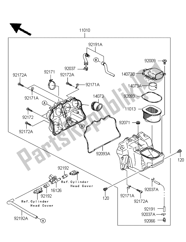 All parts for the Air Cleaner of the Kawasaki Z 750R ABS 2012