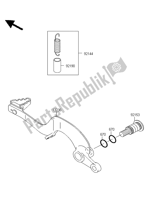 Todas as partes de Pedal De Freio do Kawasaki KX 250 2006