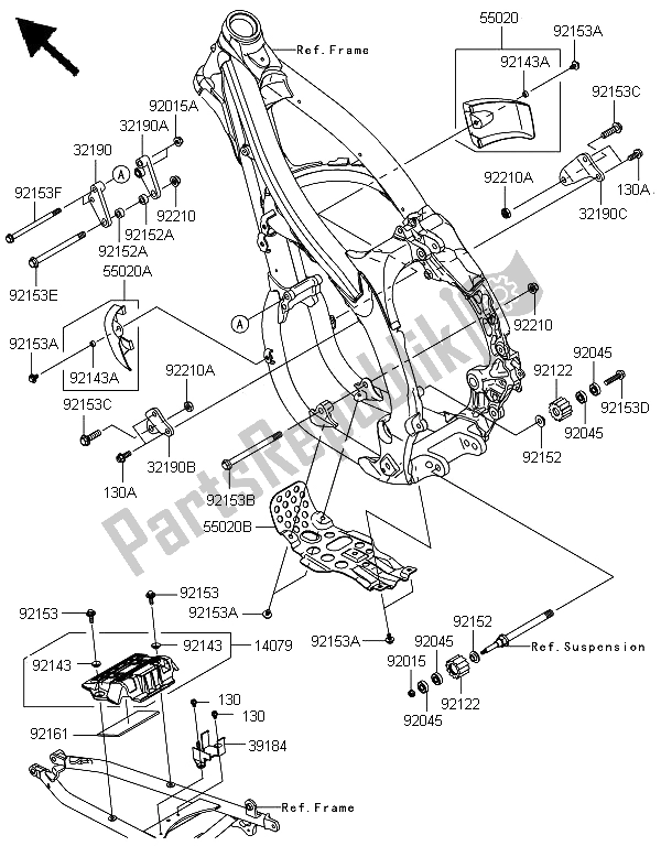 All parts for the Frame Fittings of the Kawasaki KLX 450 2013