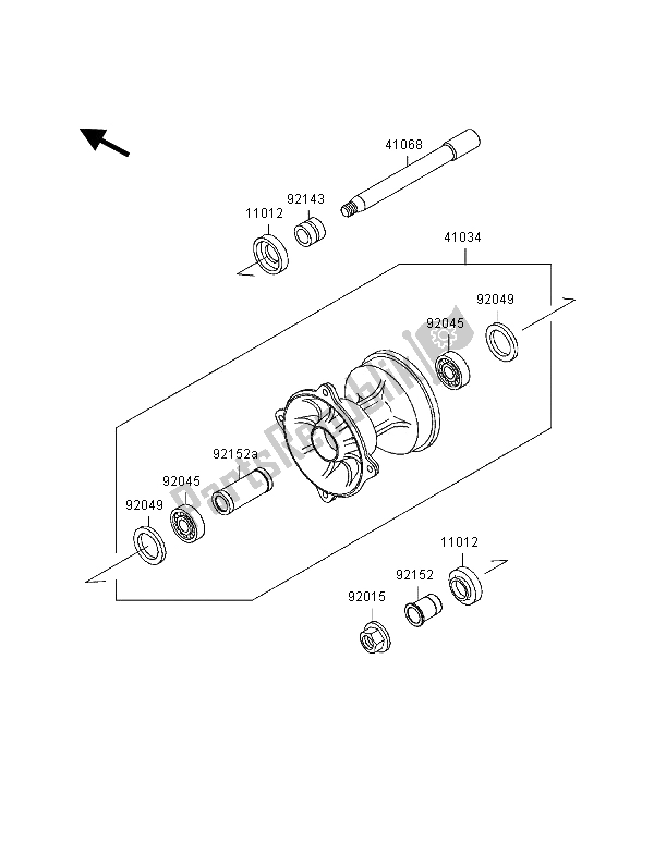 Tutte le parti per il Mozzo Anteriore del Kawasaki KX 125 2000