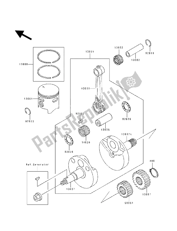 All parts for the Crankshaft & Piston of the Kawasaki KX 80 SW LW 1992