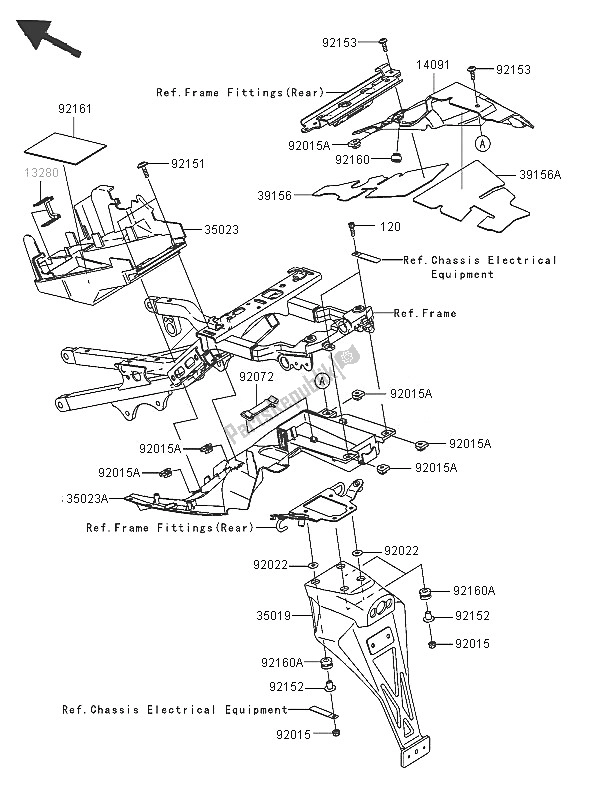 Todas las partes para Guardabarros Trasero de Kawasaki Ninja ZX 6 RR 600 2005