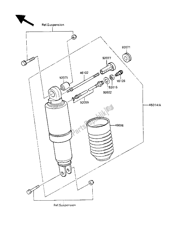 Todas las partes para Amortiguadores) de Kawasaki GPX 600R 1990