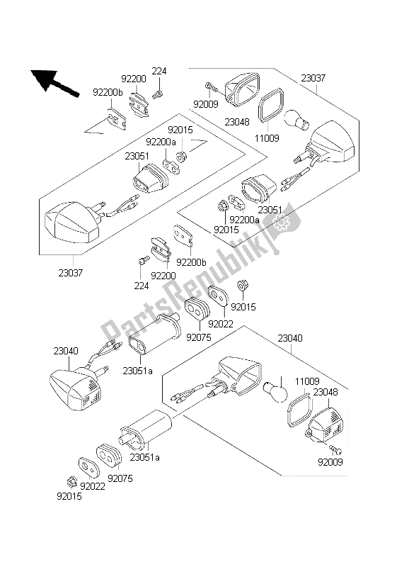 All parts for the Turn Signals of the Kawasaki Ninja ZX 7R 750 2001