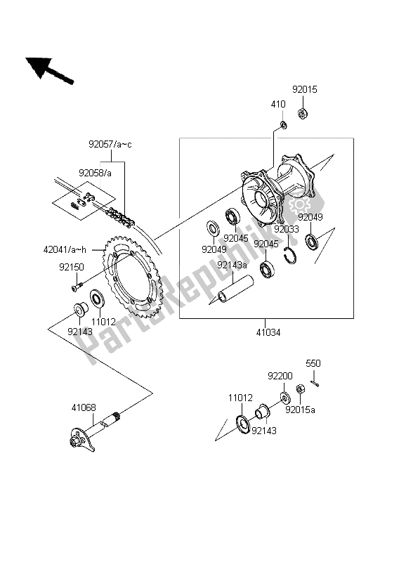 Toutes les pièces pour le Moyeu Arrière du Kawasaki KDX 200 1999