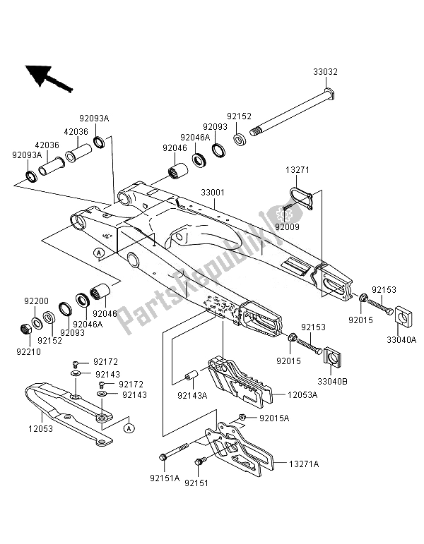 Toutes les pièces pour le Bras Oscillant du Kawasaki KX 125 2007