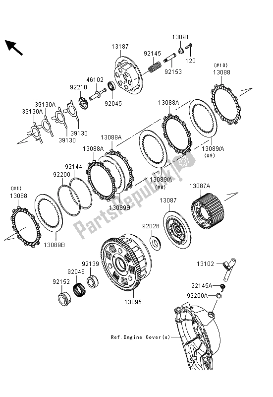 Todas as partes de Embreagem do Kawasaki Ninja ZX 10R ABS 1000 2013