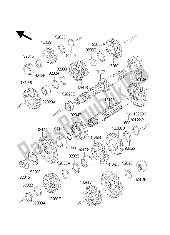 All parts for the Transmission of the Kawasaki KLE 500 2003