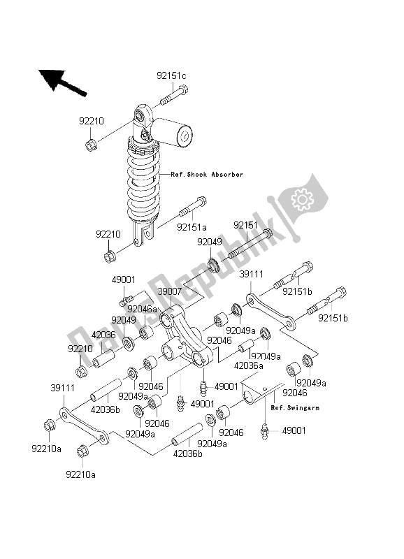 All parts for the Suspension of the Kawasaki Ninja ZX 9R 900 2001