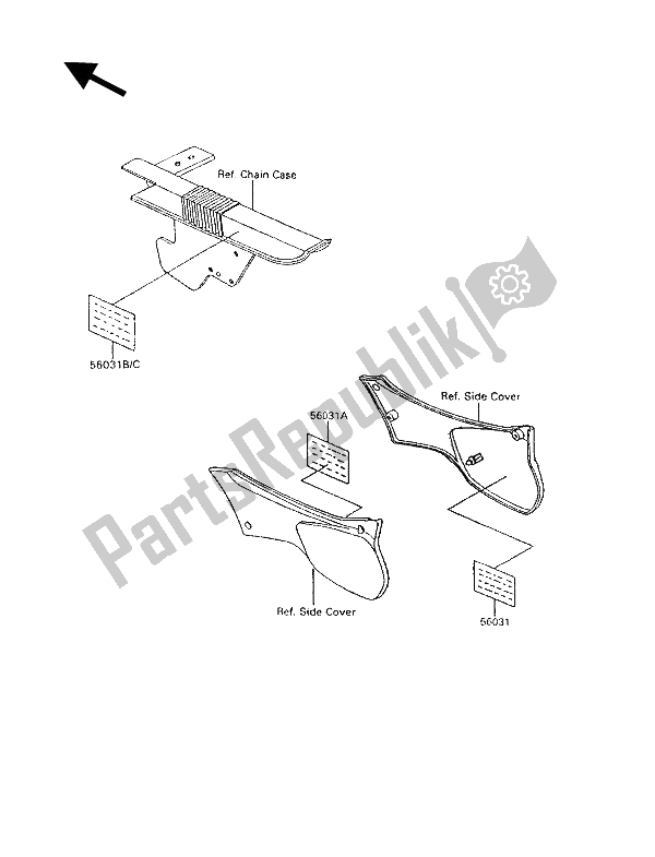 Alle onderdelen voor de Etiketten van de Kawasaki KLR 600 1992