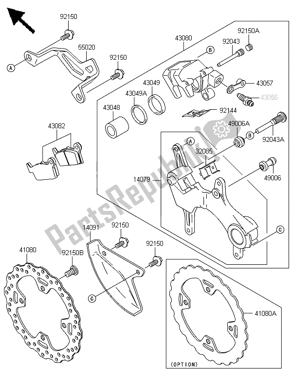 Tutte le parti per il Freno Posteriore del Kawasaki KLX 450 2013