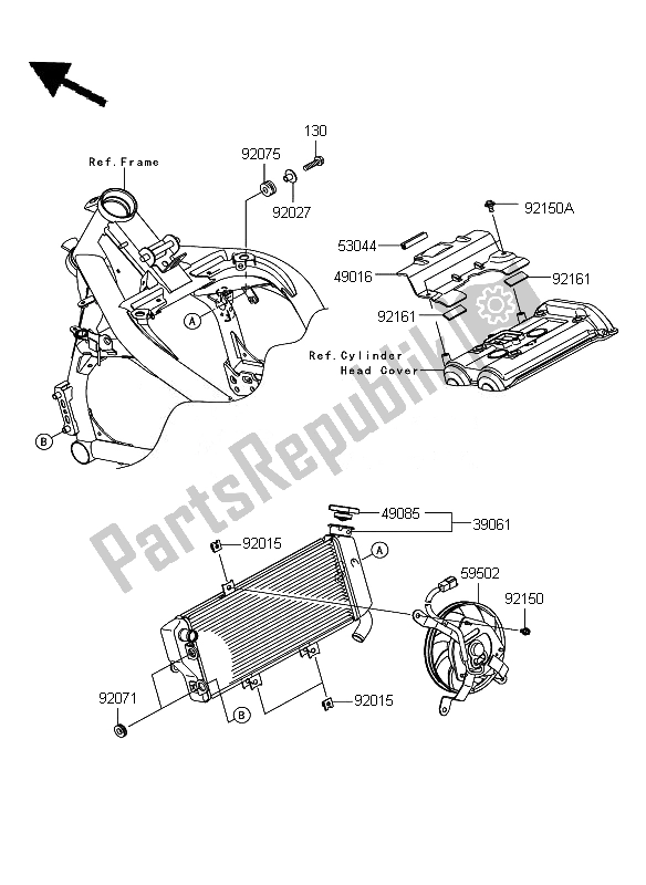 All parts for the Radiator of the Kawasaki ER 6N ABS 650 2011
