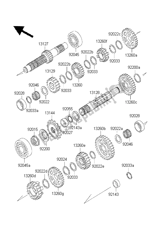 Wszystkie części do Przenoszenie Kawasaki KLX 650 1995