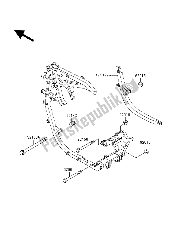 Alle onderdelen voor de Frame Hulpstukken van de Kawasaki GPZ 500S 1997