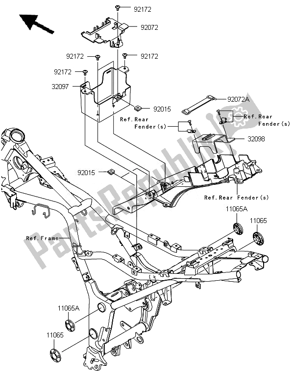 All parts for the Frame Fittings of the Kawasaki Ninja 250R 2011