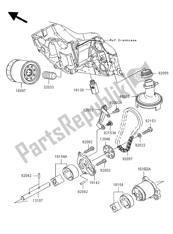 All parts for the Oil Pump of the Kawasaki ER 6F 650 2008