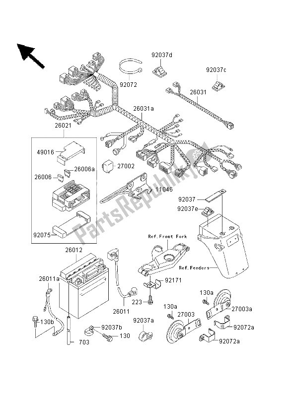 Todas las partes para Equipo Eléctrico Del Chasis de Kawasaki GPZ 500S 2003