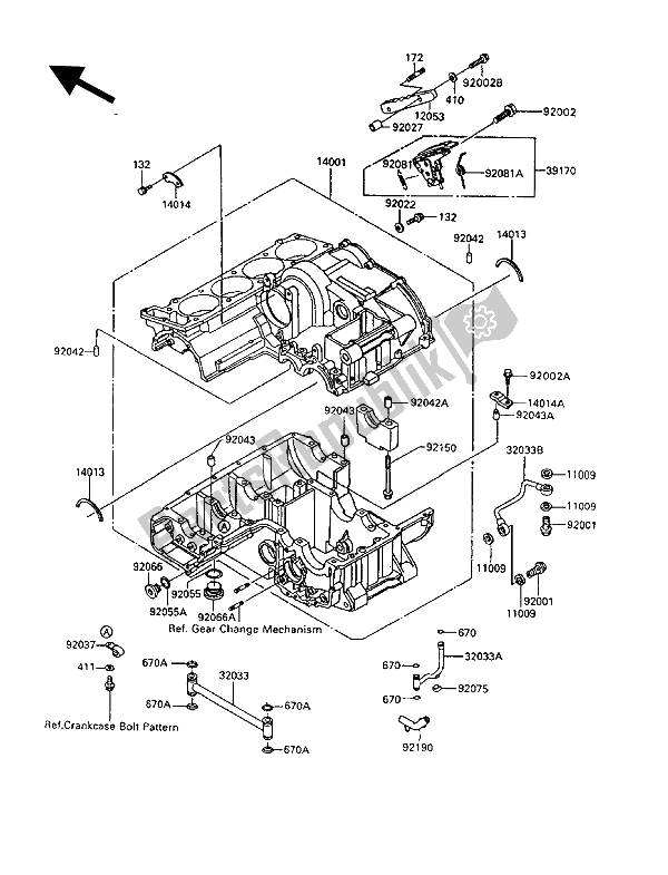 Todas las partes para Caja Del Cigüeñal de Kawasaki 1000 GTR 1992