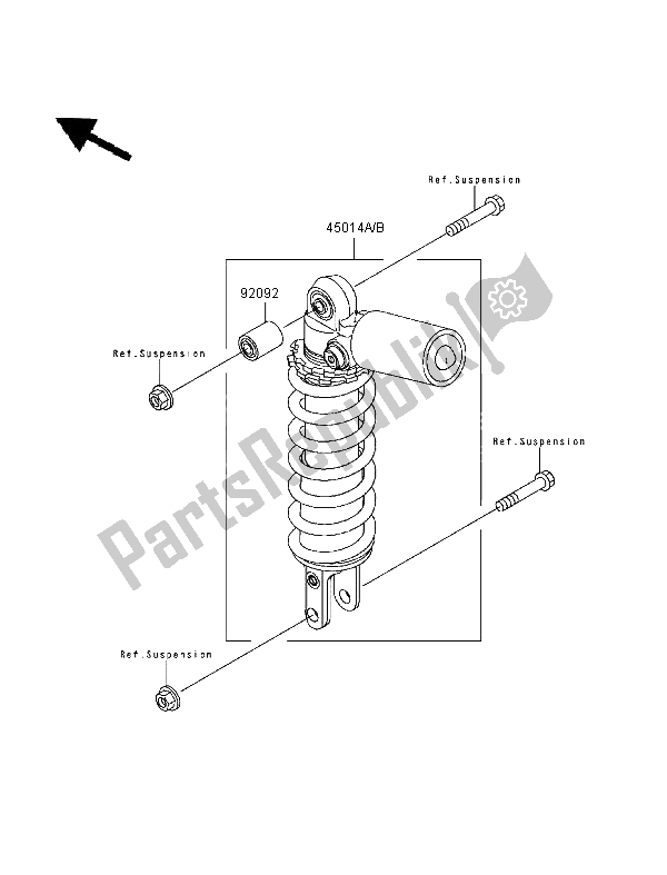 All parts for the Shock Absorber of the Kawasaki Ninja ZX 9R 900 1999