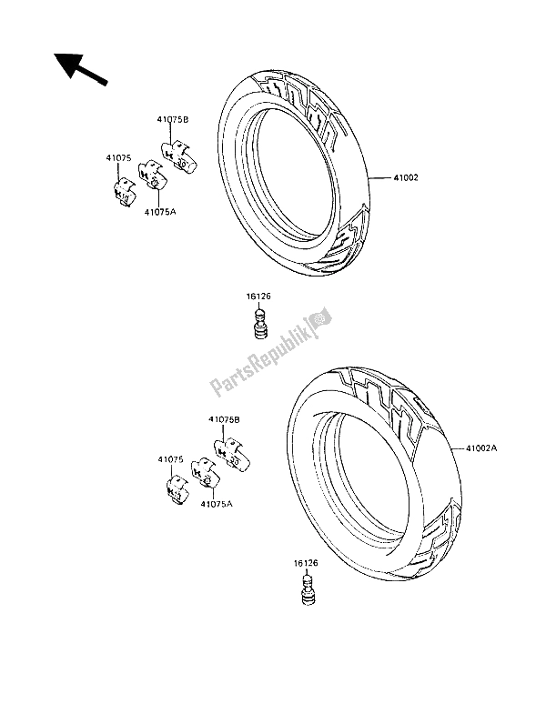 All parts for the Tires of the Kawasaki GPZ 600R 1987