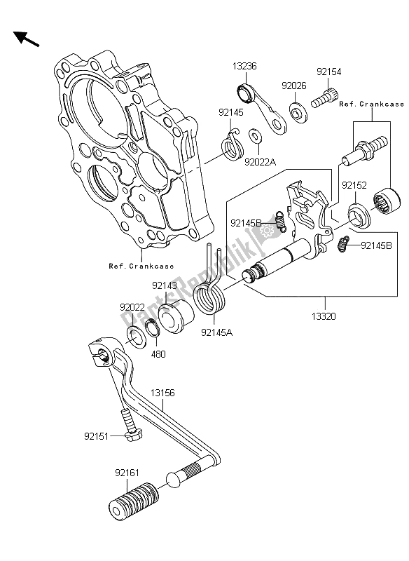 All parts for the Gear Change Mechanism of the Kawasaki ER 6N ABS 650 2009