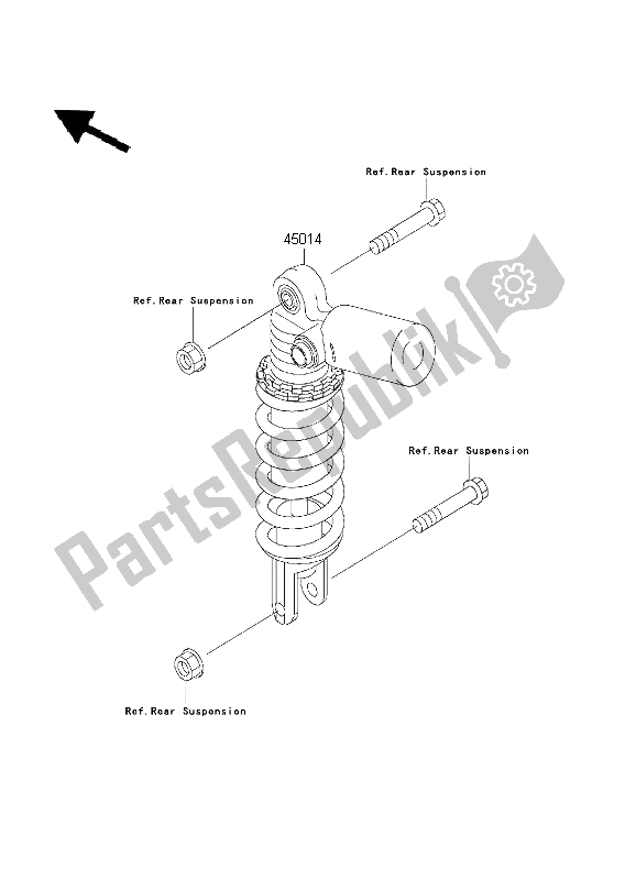 All parts for the Shock Absorber of the Kawasaki Ninja ZX 7R 750 2001