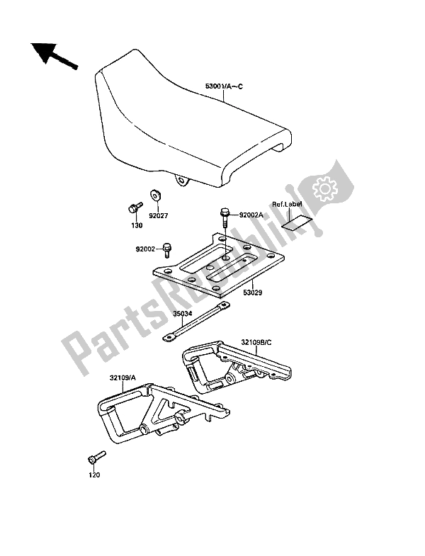 All parts for the Seat of the Kawasaki KLR 650 1988