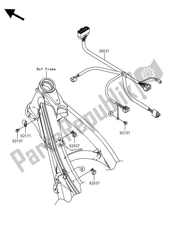 Alle onderdelen voor de Chassis Elektrische Apparatuur van de Kawasaki KX 250F 2007