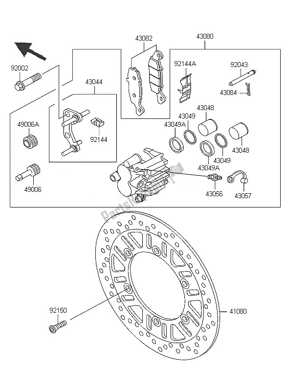 All parts for the Front Brake of the Kawasaki ER 5 500 2005