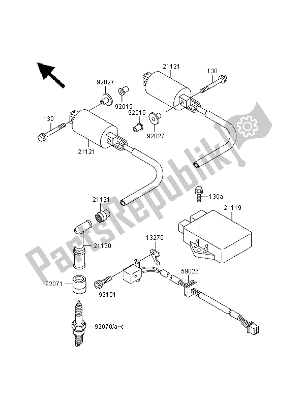 All parts for the Ignition System of the Kawasaki EN 500 2000