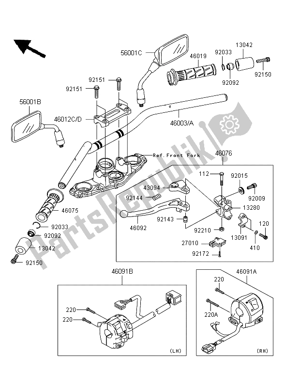 Tutte le parti per il Manubrio del Kawasaki ER 6N ABS 650 2008