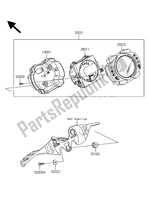 All parts for the Meter of the Kawasaki Ninja ZX 10R 1000 2007