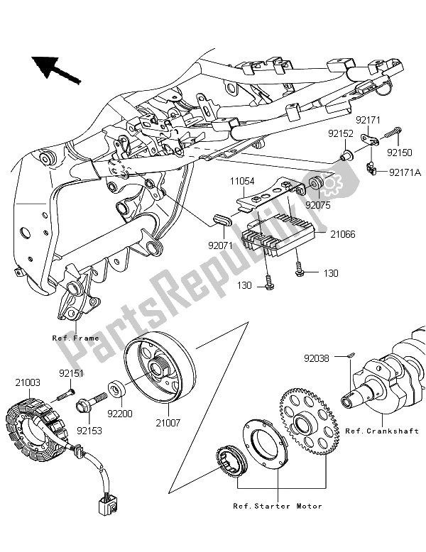 All parts for the Generator of the Kawasaki Z 750 2012