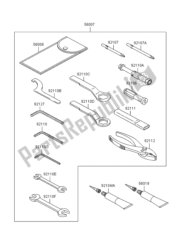 Alle onderdelen voor de Eigenaars Tools van de Kawasaki ER 6F 650 2008