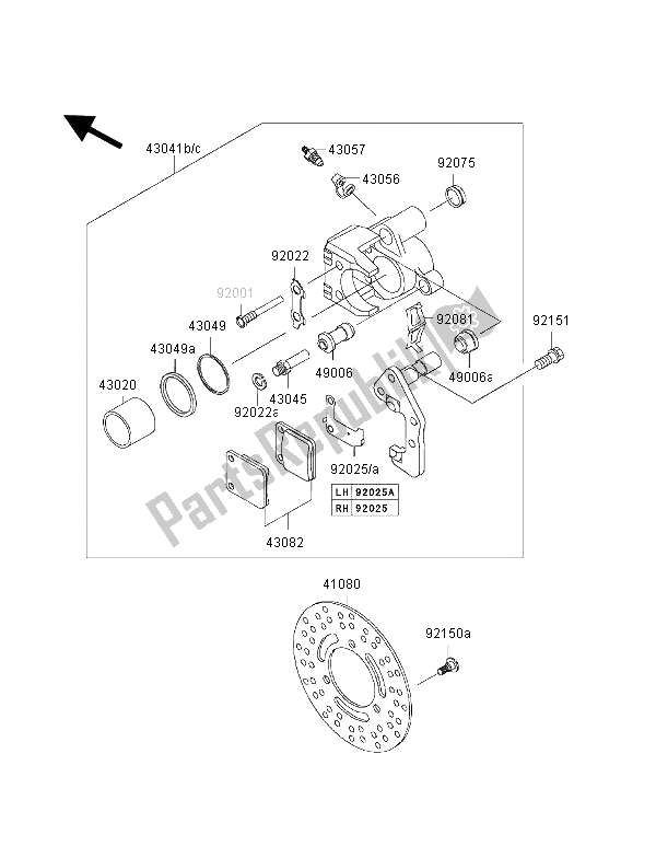 Tutte le parti per il Freno Anteriore del Kawasaki KVF 400 4X4 2002