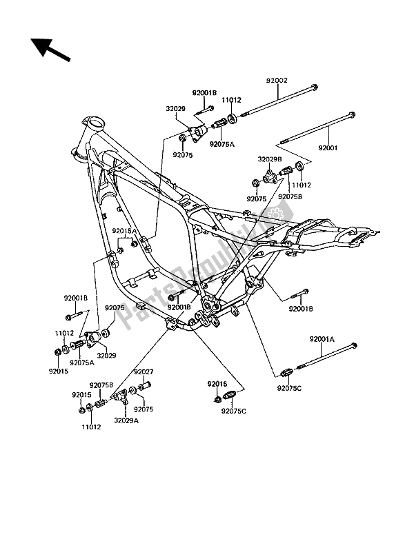 Todas as partes de Acessórios De Quadro do Kawasaki GT 750 1994