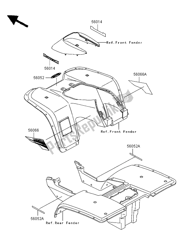 All parts for the Decals (eu, Uk) (red) of the Kawasaki KLF 300 2003